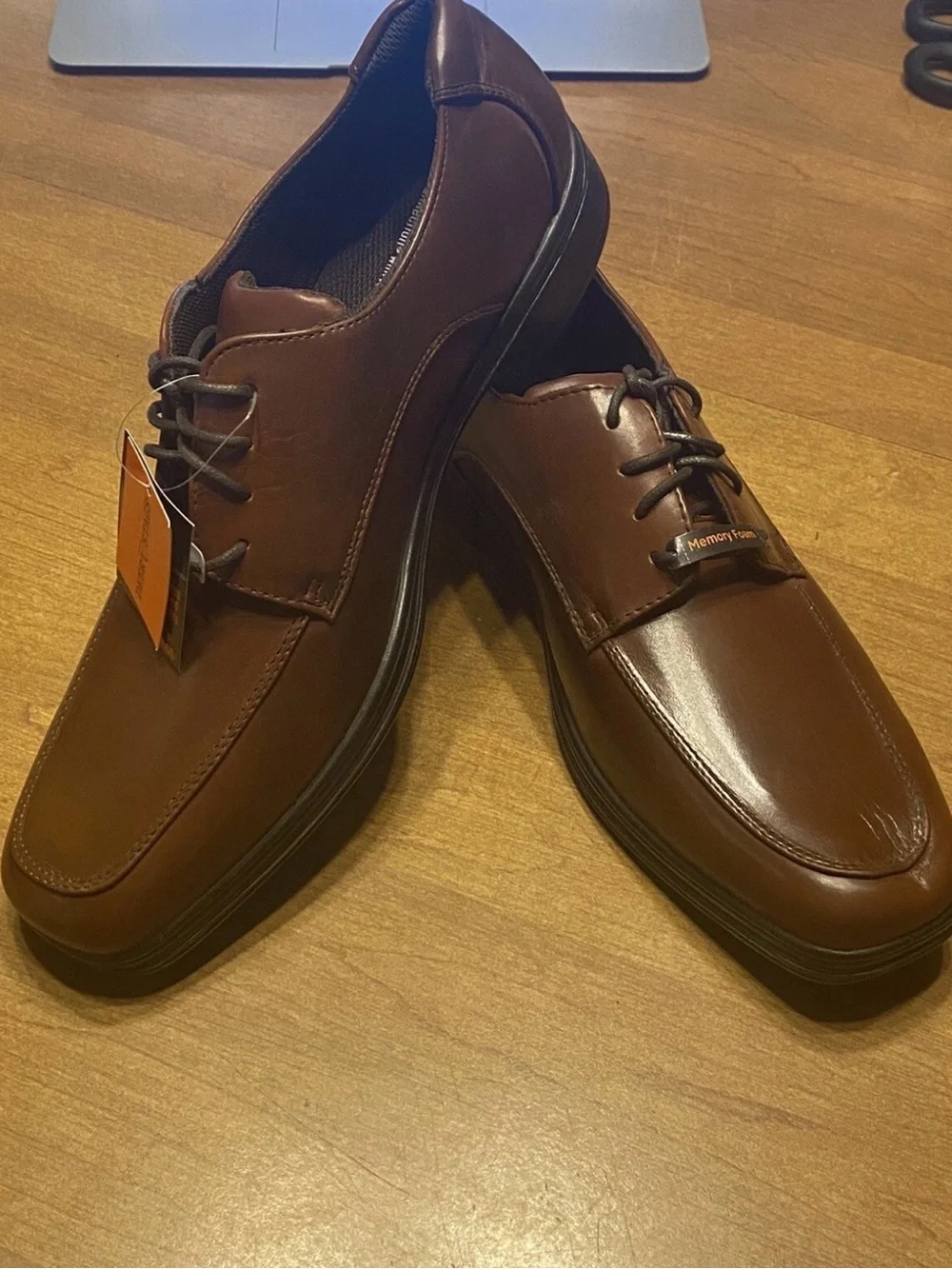 Deer Stags Men's Brown Memory Foam Lace-Up Dress Shoes